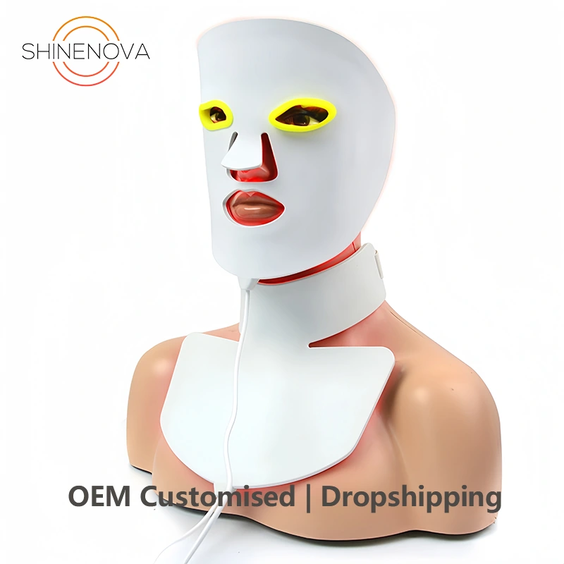 Maschera facciale per la terapia della luce a 7 colori in silicone LED