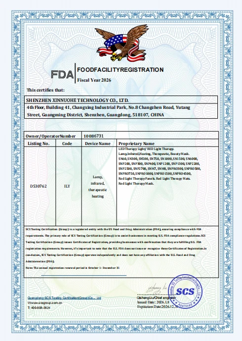 Certificat d'enregistrement médical auprès de la FDA Certificat d'enregistrement médical auprès de la FDA ShineNova