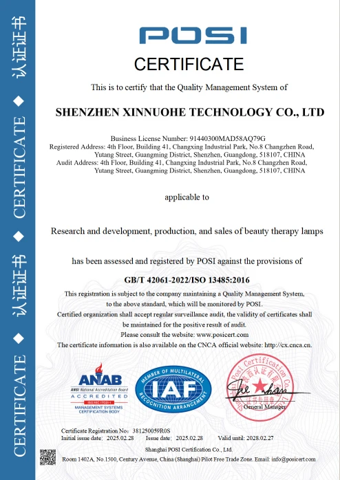 Certificat ISO 13485 Certificat ISO 13485 ShineNova